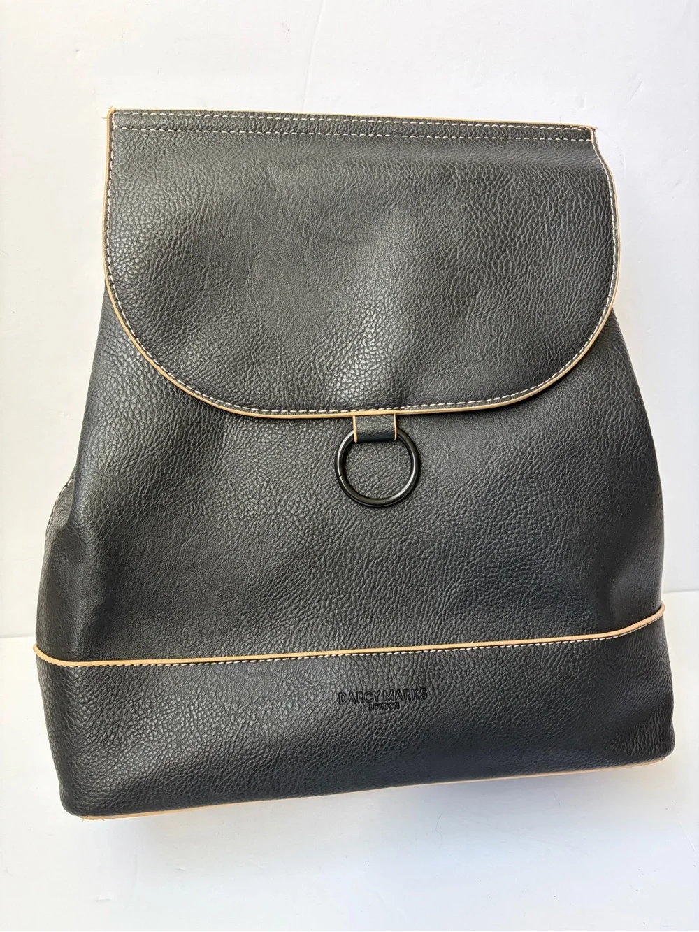 Darcy Marks London Black Faux/Vegan Leather Backpack